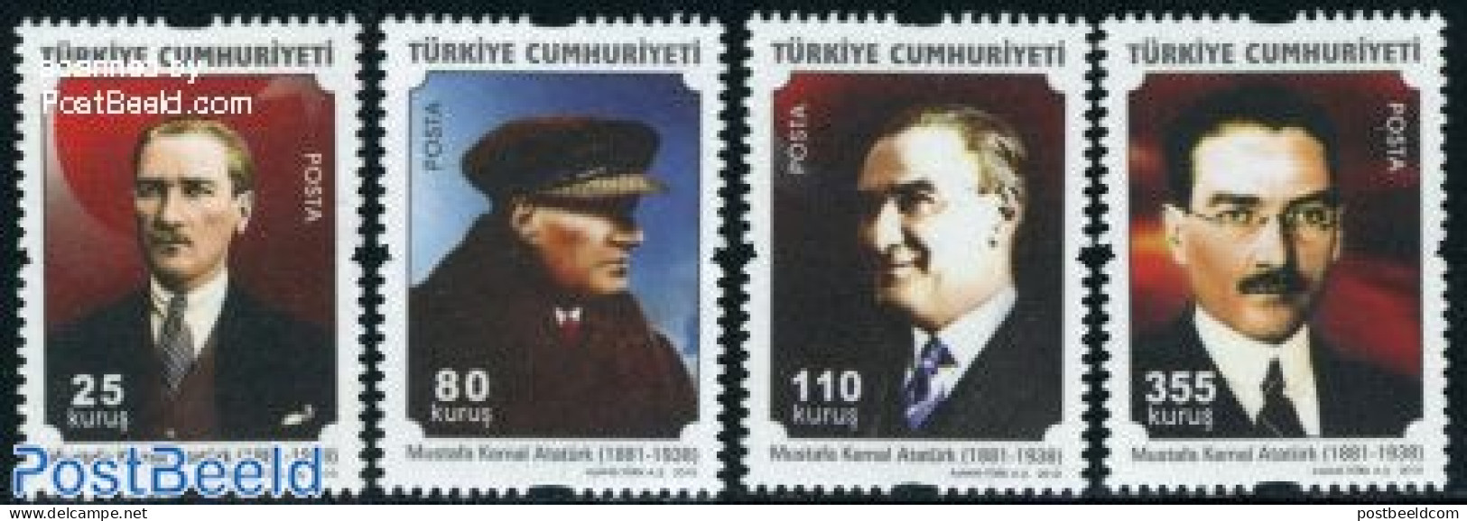 Türkiye 2010 Kemal Ataturk 4v, Mint NH, History - Politicians - Autres & Non Classés