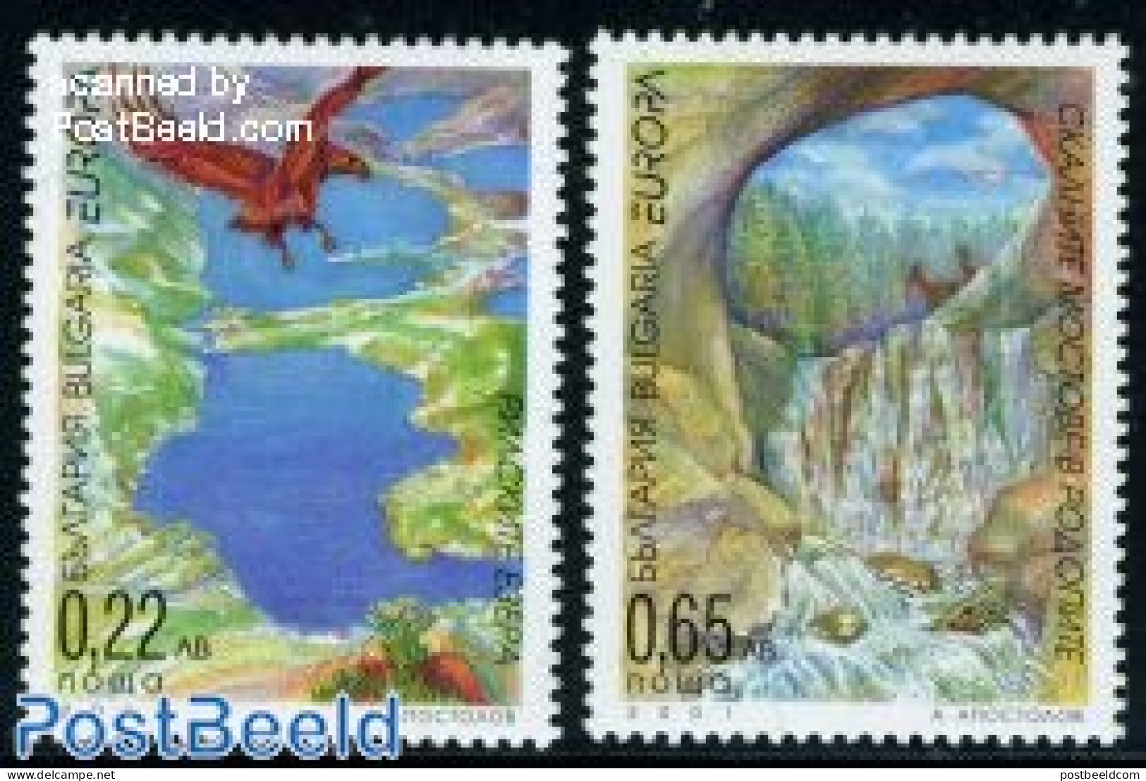 Bulgaria 2001 Europa, Water 2v, Mint NH, History - Nature - Europa (cept) - Birds Of Prey - Deer - Water, Dams & Falls - Nuovi