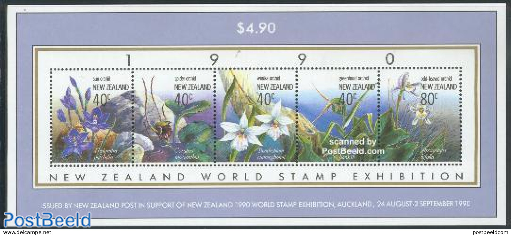 New Zealand 1990 New Zealand 90, Orchids S/s, Mint NH, Nature - Flowers & Plants - Orchids - Philately - Nuevos
