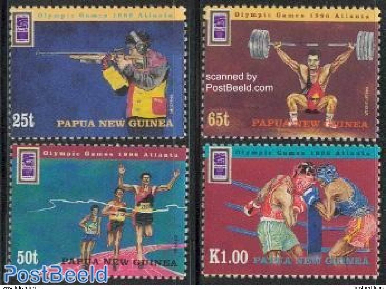 Papua New Guinea 1996 Olympic Games Atlanta 4v, Mint NH, Sport - Boxing - Olympic Games - Shooting Sports - Weightlift.. - Boxeo