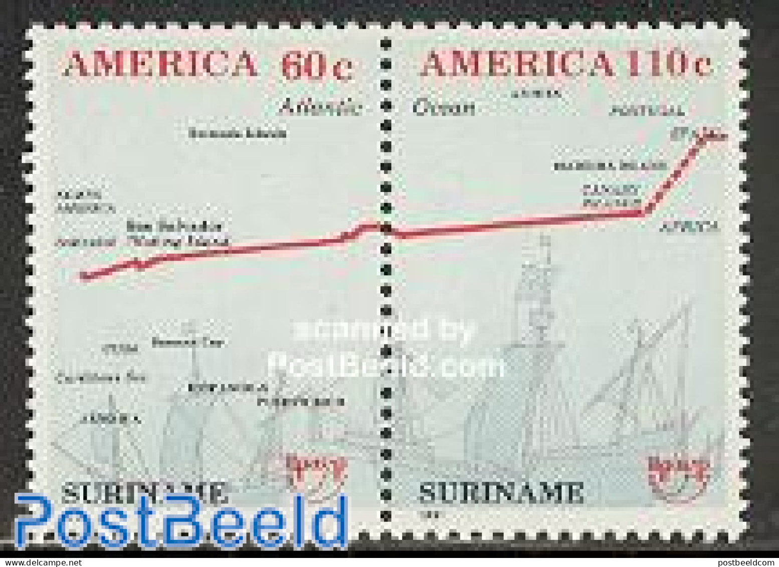Suriname, Republic 1991 UPAE, Discovery Of America 2v [:], Mint NH, History - Transport - Various - Explorers - U.P.A... - Explorers