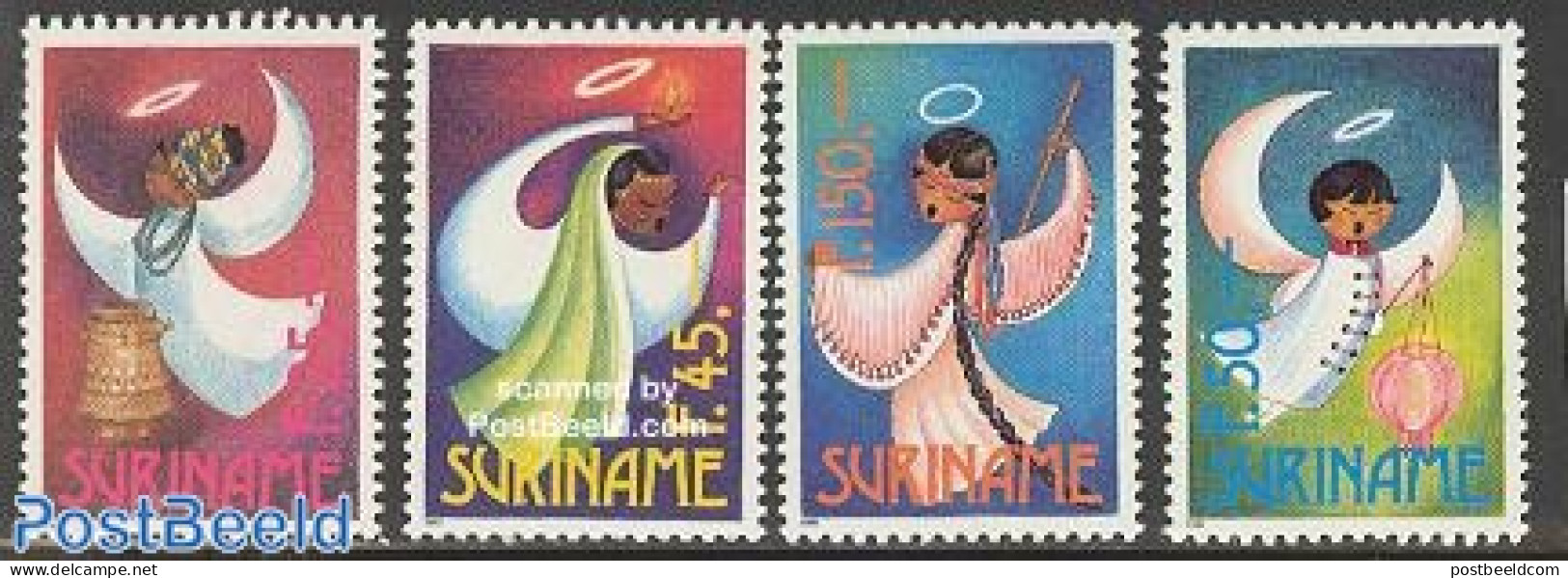 Suriname, Republic 1993 Christmas 4v, Mint NH, Religion - Angels - Christmas - Christianisme