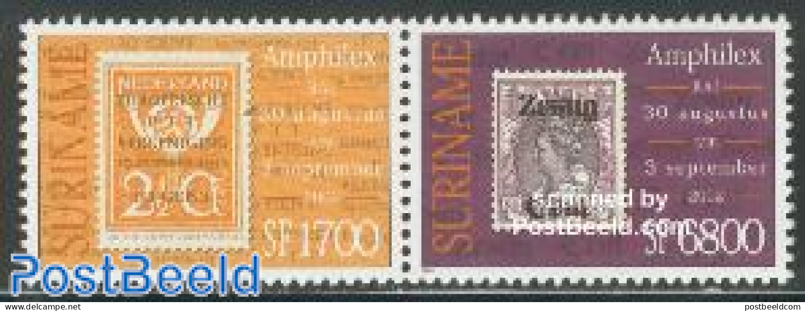 Suriname, Republic 2002 Amphilex 2v [:], Mint NH, Philately - Stamps On Stamps - Briefmarken Auf Briefmarken
