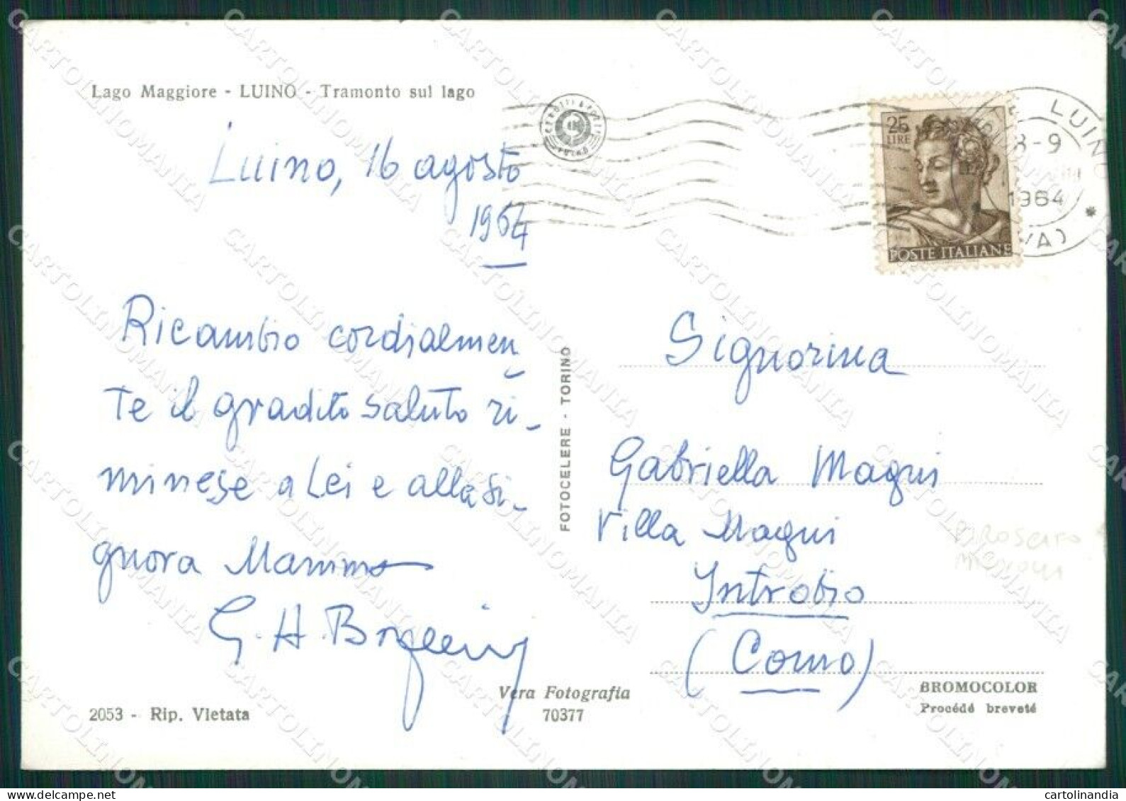 Varese Luino Battello PIEGHINE Foto FG Cartolina ZK4843 - Varese