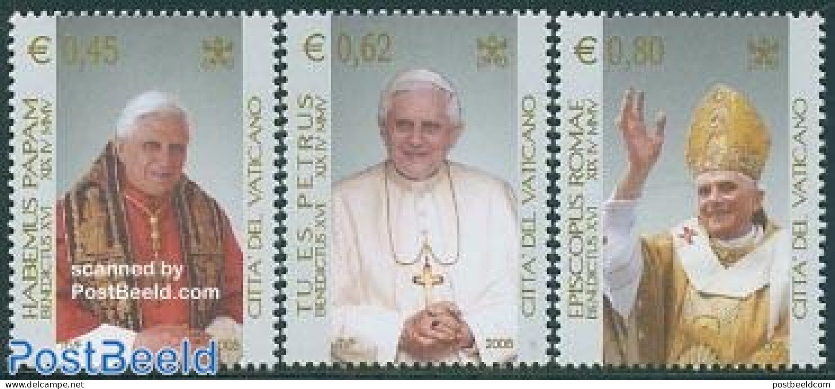Vatican 2005 Pope Benedictus XVI 3v, Mint NH, Religion - Pope - Religion - Unused Stamps