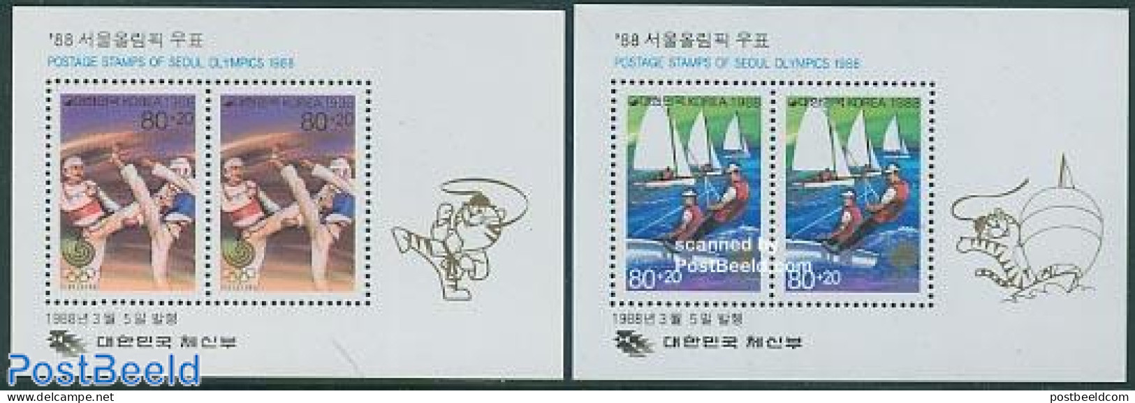 Korea, South 1988 Olympic Games 2 S/s, Mint NH, Sport - Olympic Games - Sailing - Vela