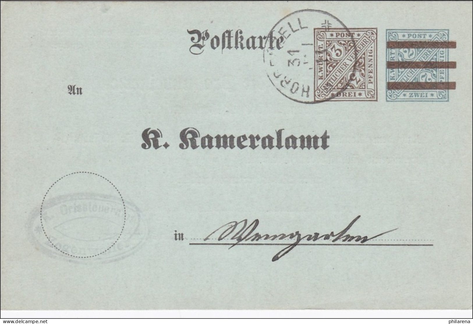 Württemberg: Ganzsache Zogenweiler Weingarten 1911, Meldung Branntweinerzeugung - Covers & Documents