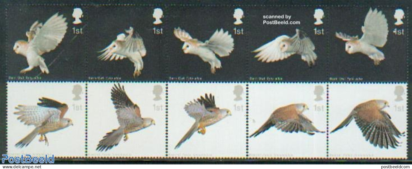 Great Britain 2003 Birds Of Prey 10v [++++], Mint NH, Nature - Birds - Birds Of Prey - Owls - Unused Stamps