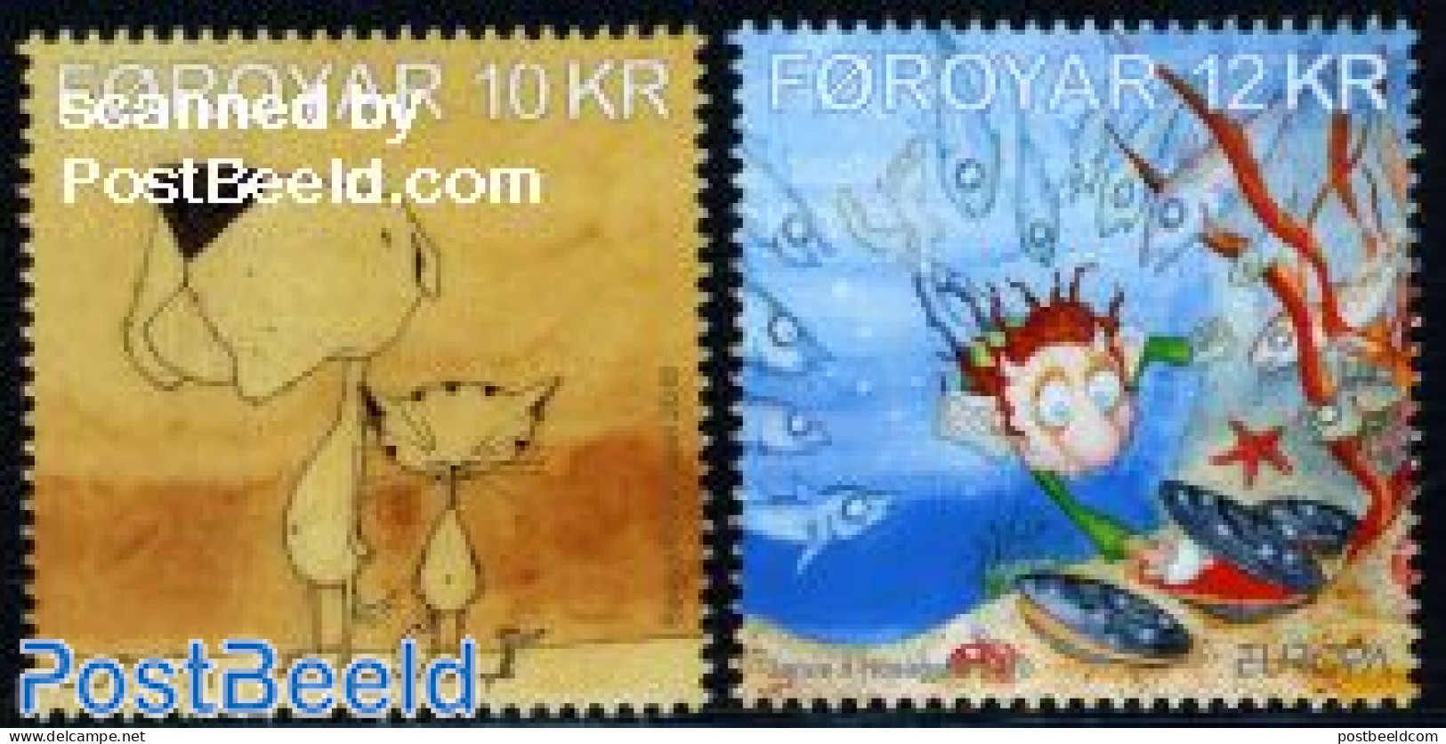 Faroe Islands 2010 Europa, Childrens Books 2v, Mint NH, History - Nature - Europa (cept) - Cats - Dogs - Fish - Shells.. - Poissons