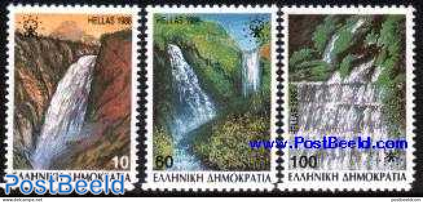 Greece 1988 Falls 3v, Mint NH, History - Nature - Europa Hang-on Issues - National Parks - Water, Dams & Falls - Nuovi