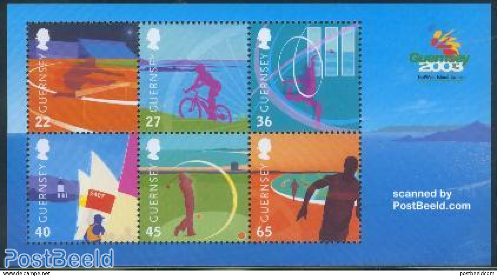 Guernsey 2003 Island Games S/s, Mint NH, Sport - Transport - Various - Athletics - Cycling - Golf - Sailing - Sport (o.. - Athletics