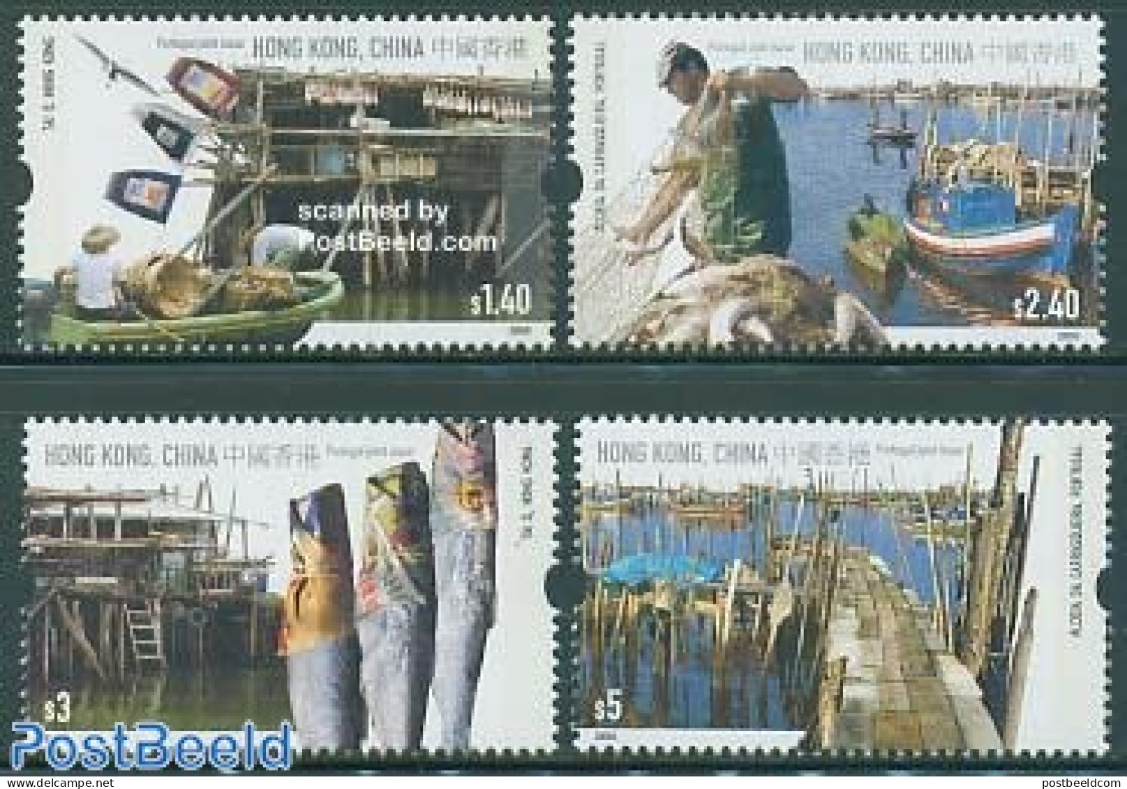 Hong Kong 2005 Fishing Villages 4v, Joint Issue Portugal, Mint NH, Nature - Transport - Various - Fish - Fishing - Shi.. - Nuevos