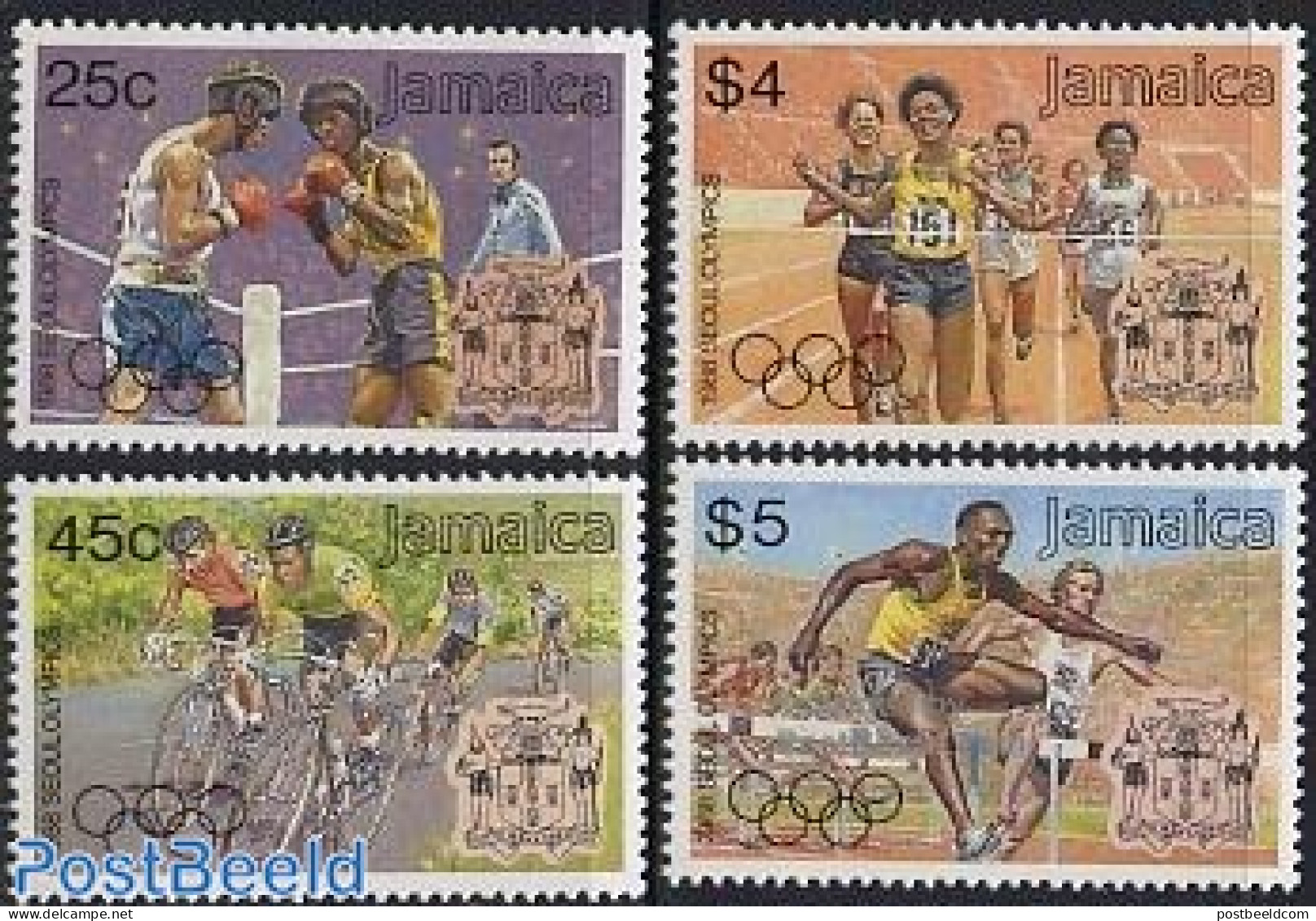 Jamaica 1988 Olympic Games 4v, Mint NH, Sport - Athletics - Boxing - Cycling - Olympic Games - Athletics