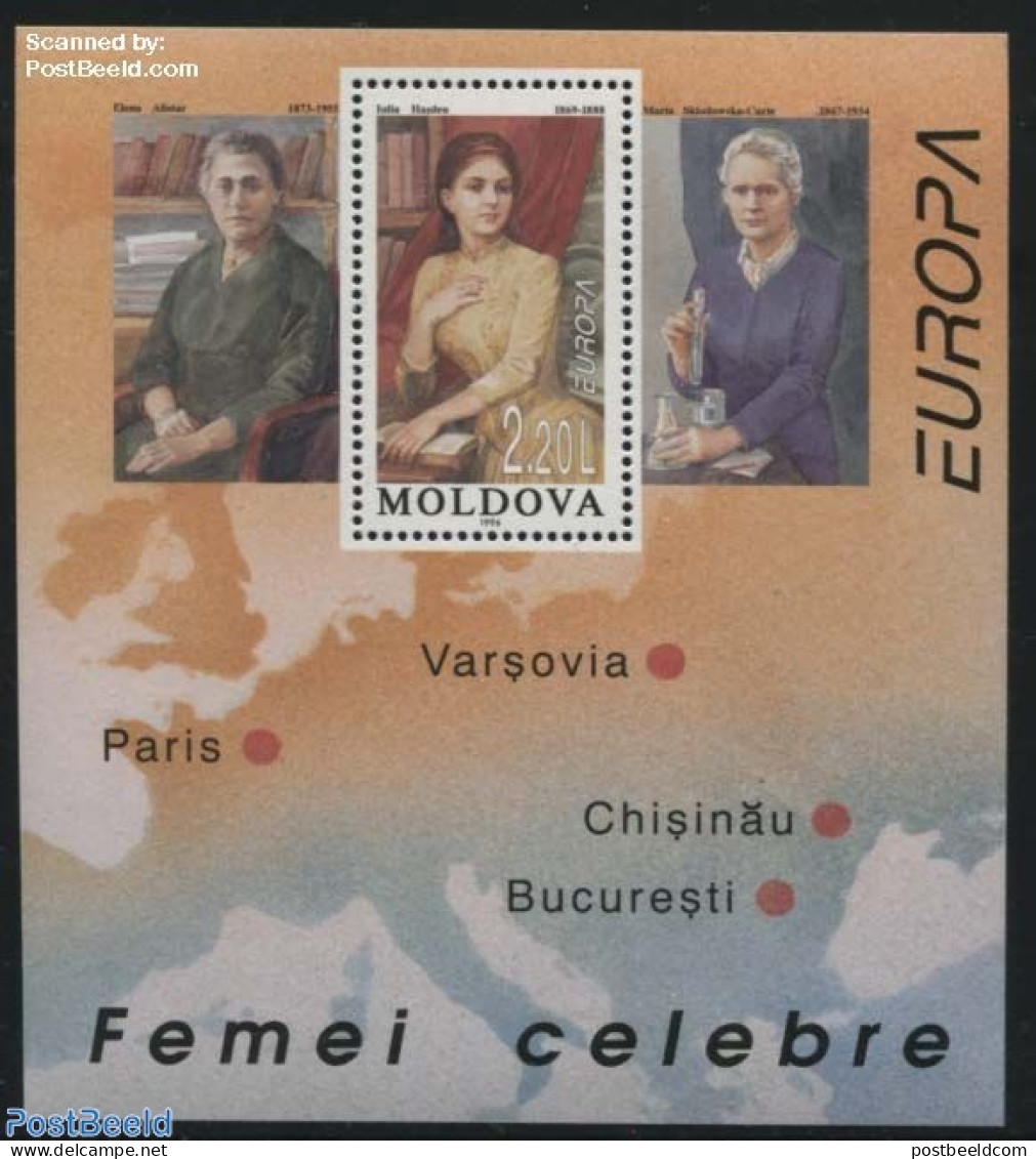 Moldova 1996 Europa, Famous Women S/s, Mint NH, History - Europa (cept) - Women - Art - Authors - Sin Clasificación