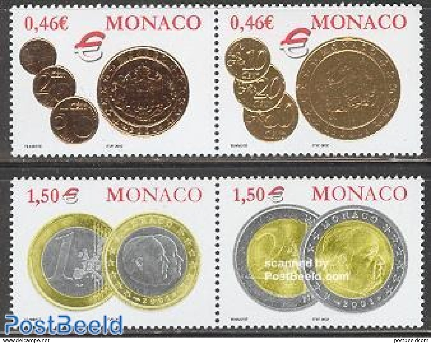 Monaco 2002 Euro Coins 2x2v, Mint NH, History - Nature - Various - Europa Hang-on Issues - Horses - Money On Stamps - Ungebraucht