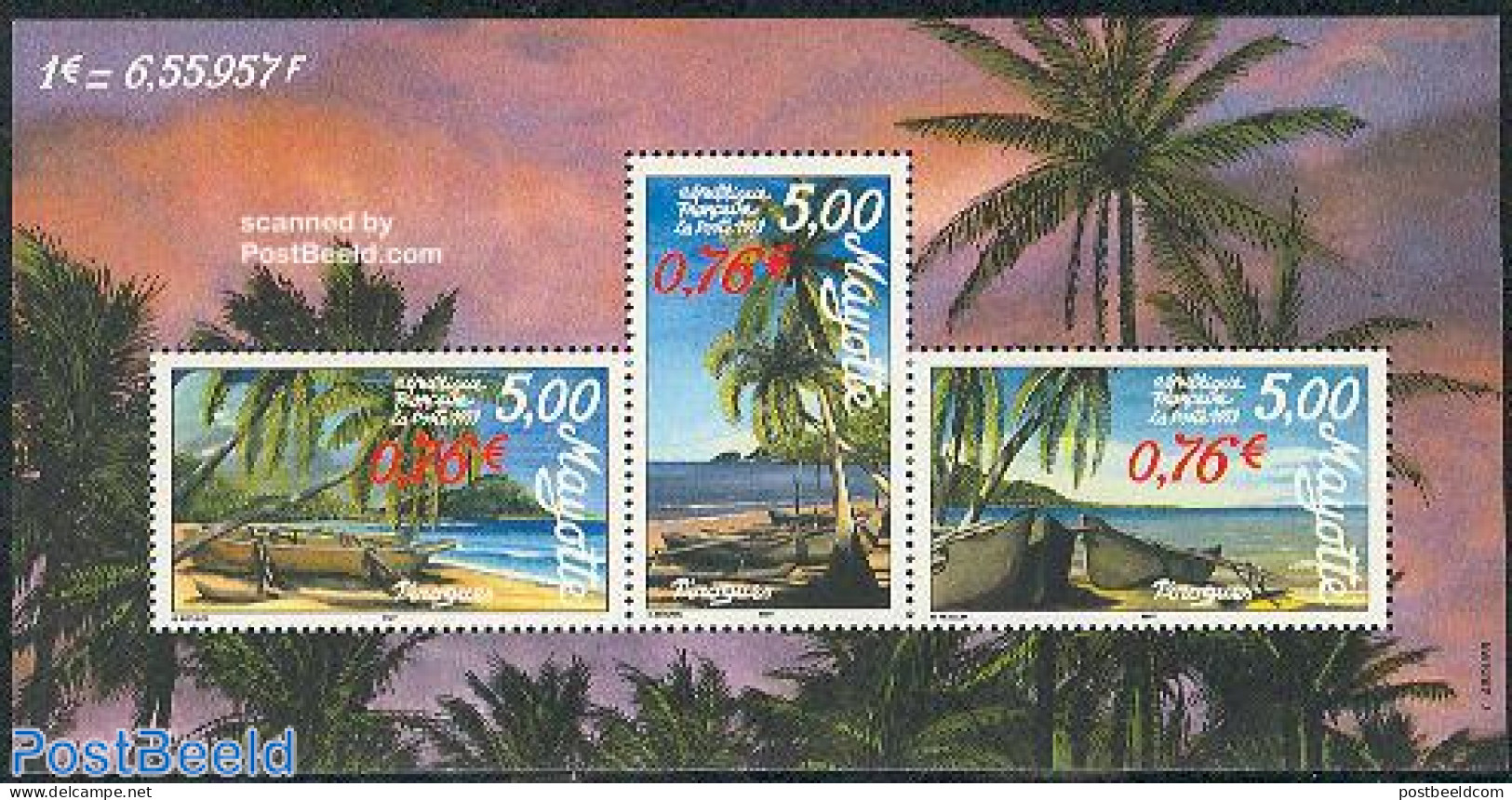 Mayotte 1999 Pirogues S/s, Mint NH, Nature - Transport - Trees & Forests - Ships And Boats - Rotary Club