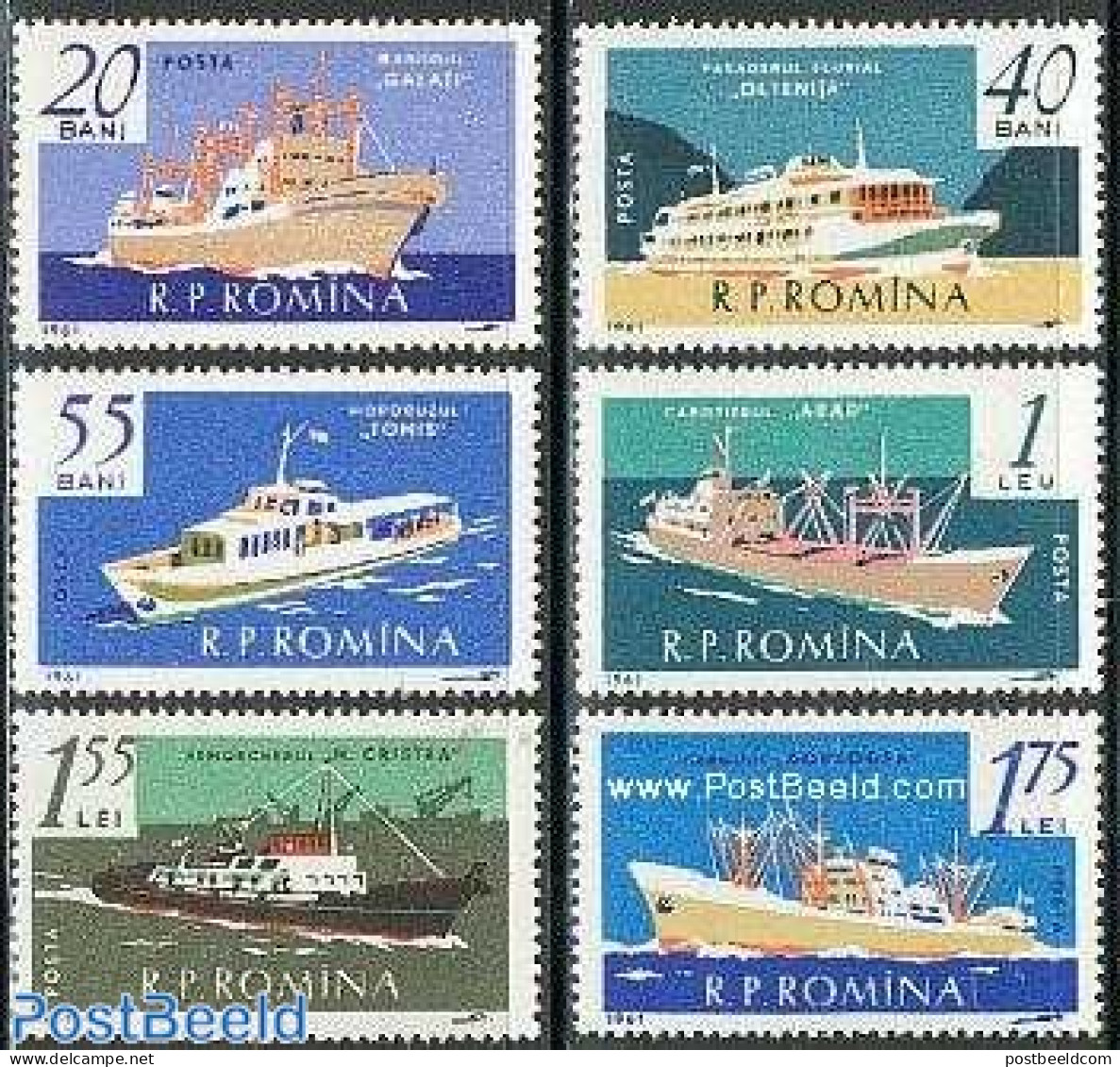 Romania 1961 Ships 6v, Mint NH, Transport - Ships And Boats - Ongebruikt