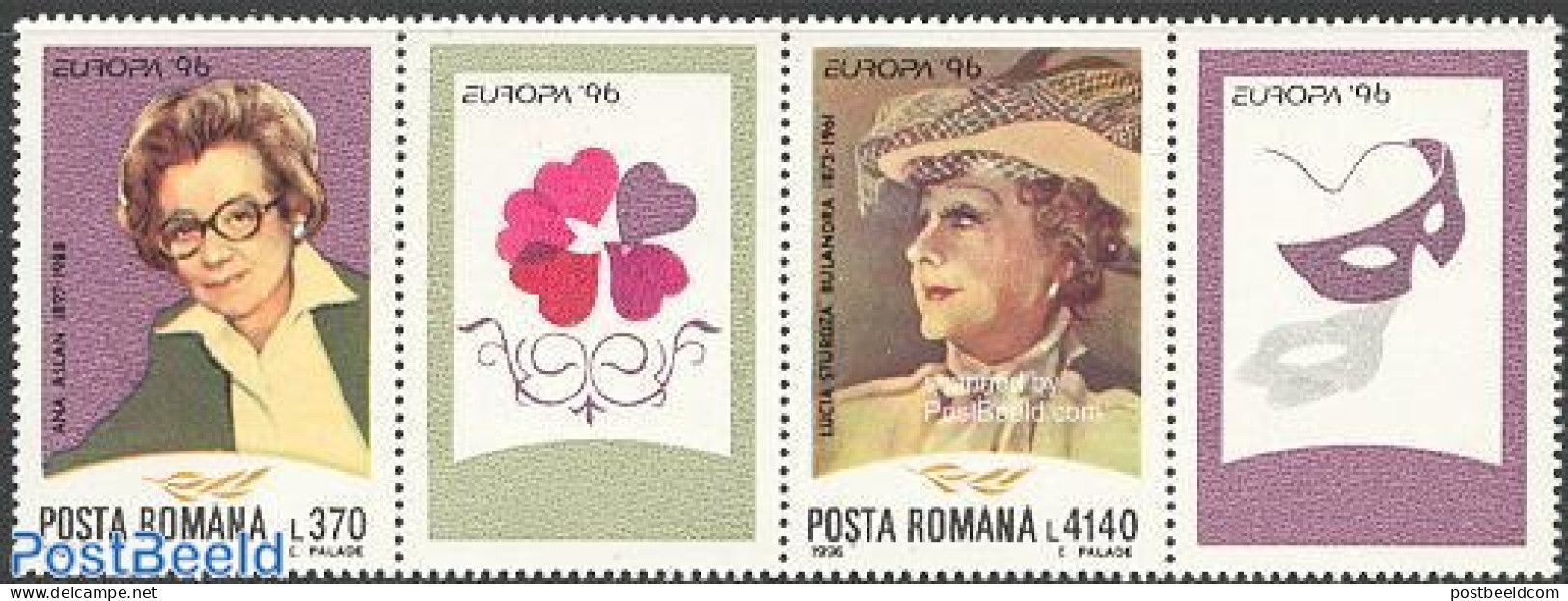 Romania 1996 Europa 2v+2tabs [:T: :T], Mint NH, Health - History - Performance Art - Health - Europa (cept) - Women - .. - Unused Stamps