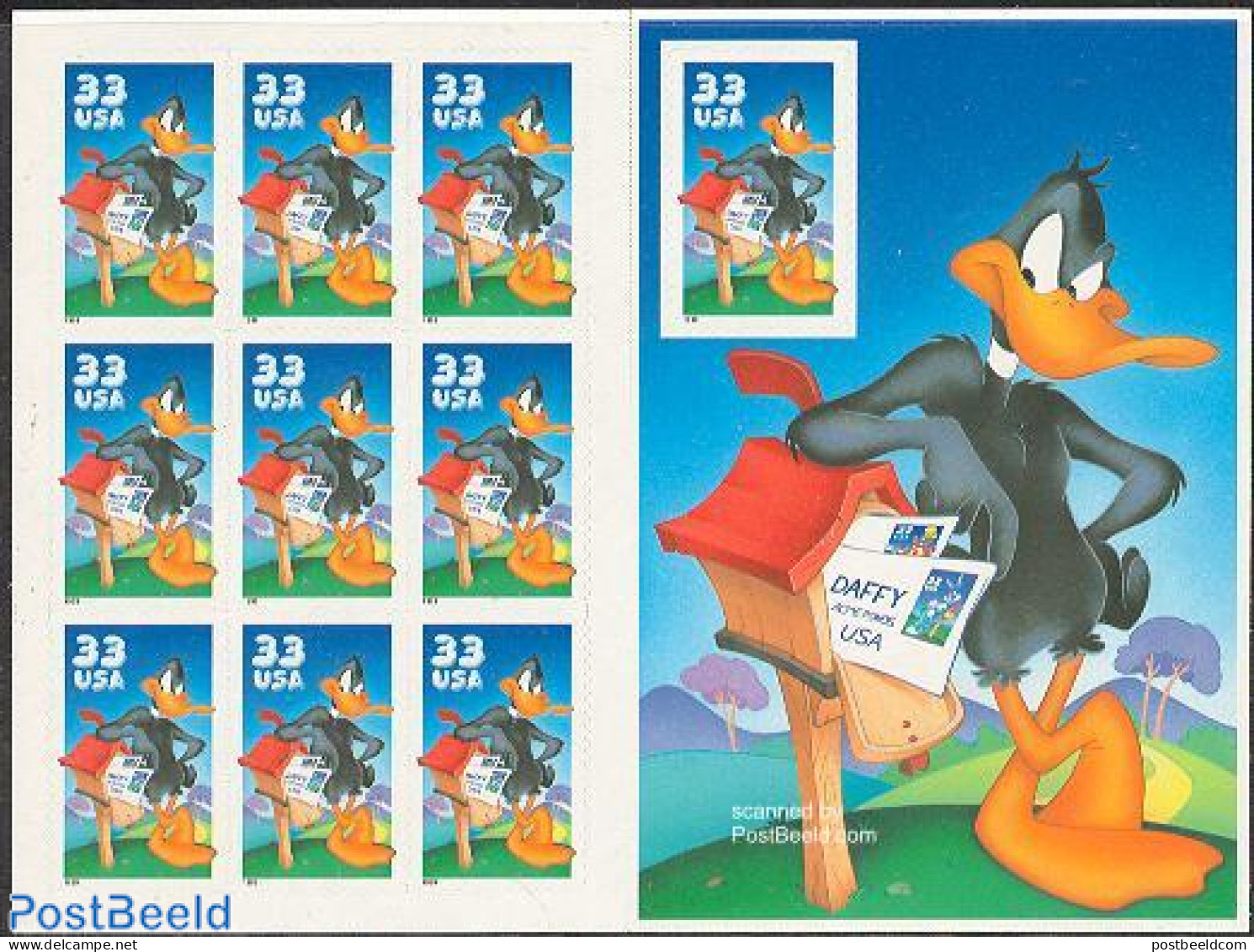 United States Of America 1999 Daffy Duck M/s (perforated Stamp Right), Mint NH, Art - Comics (except Disney) - Unused Stamps