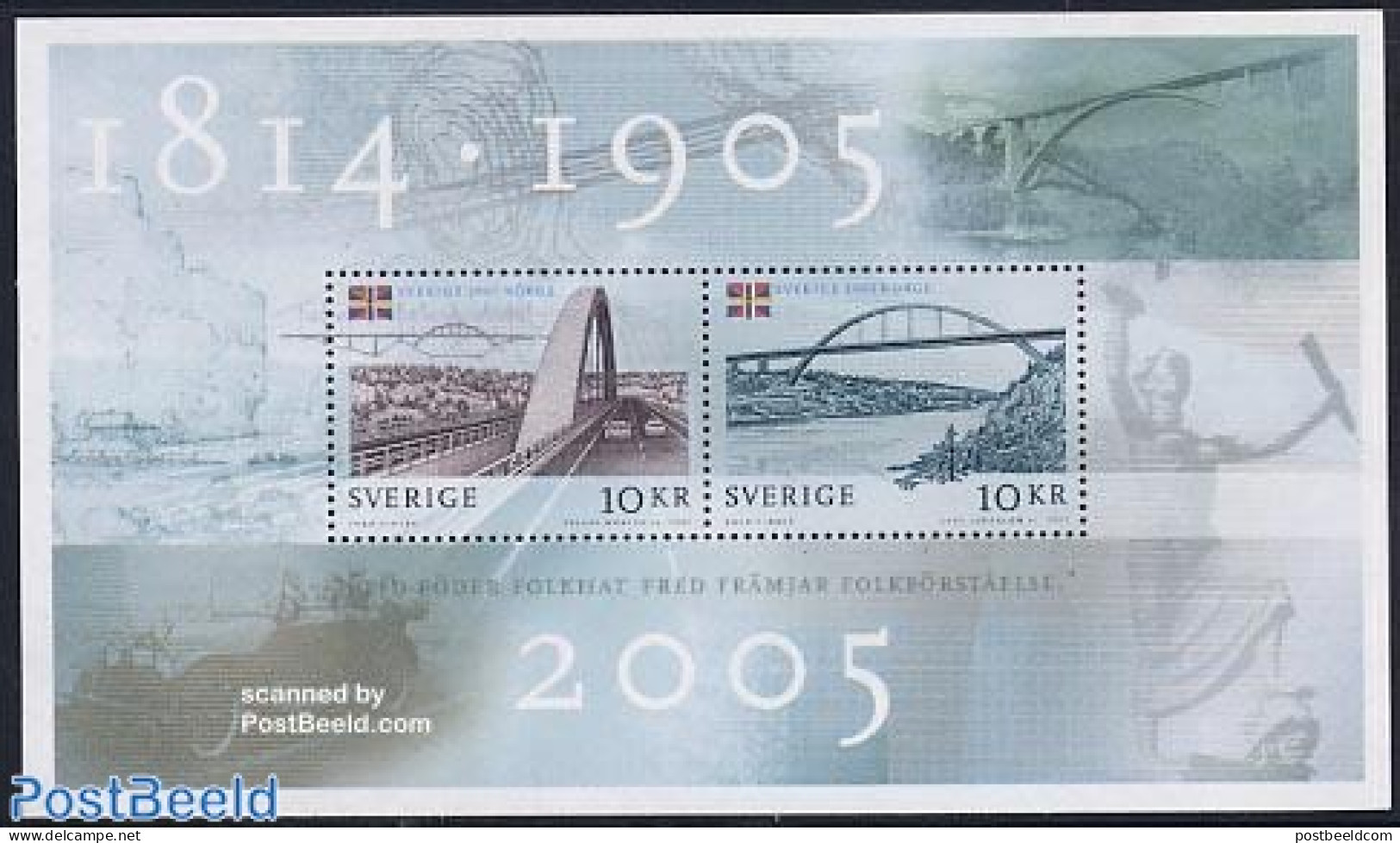 Sweden 2005 Sweden-Norway S/s, Mint NH, Transport - Automobiles - Art - Bridges And Tunnels - Unused Stamps