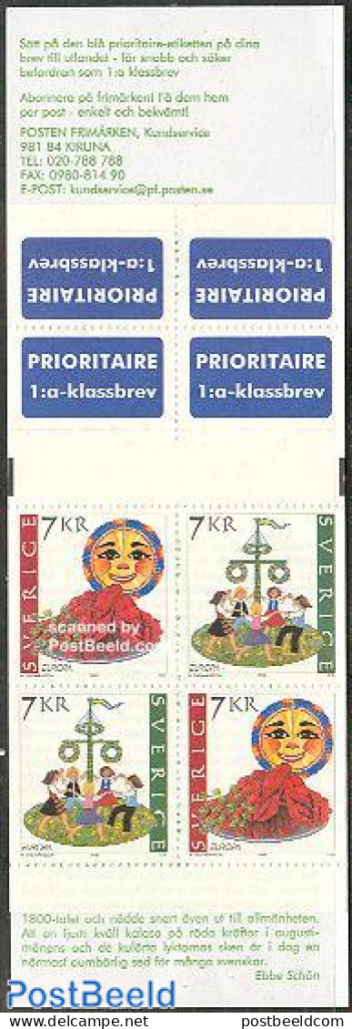 Sweden 1998 Europa 2x2v In Booklet, Mint NH, History - Various - Europa (cept) - Stamp Booklets - Folklore - Nuevos