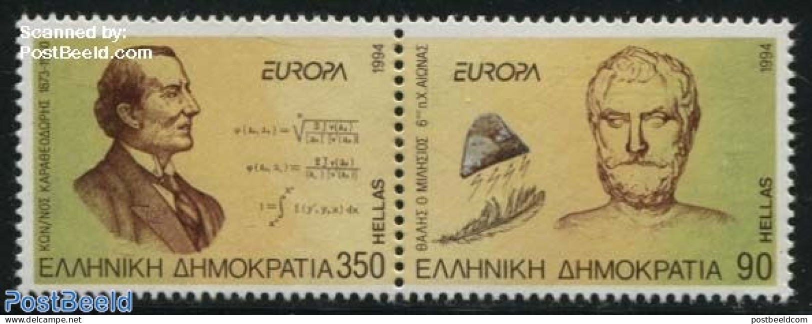 Greece 1994 Europa, Discoveries 2v [:], Mint NH, History - Science - Europa (cept) - Inventors - Art - Handwriting And.. - Nuovi