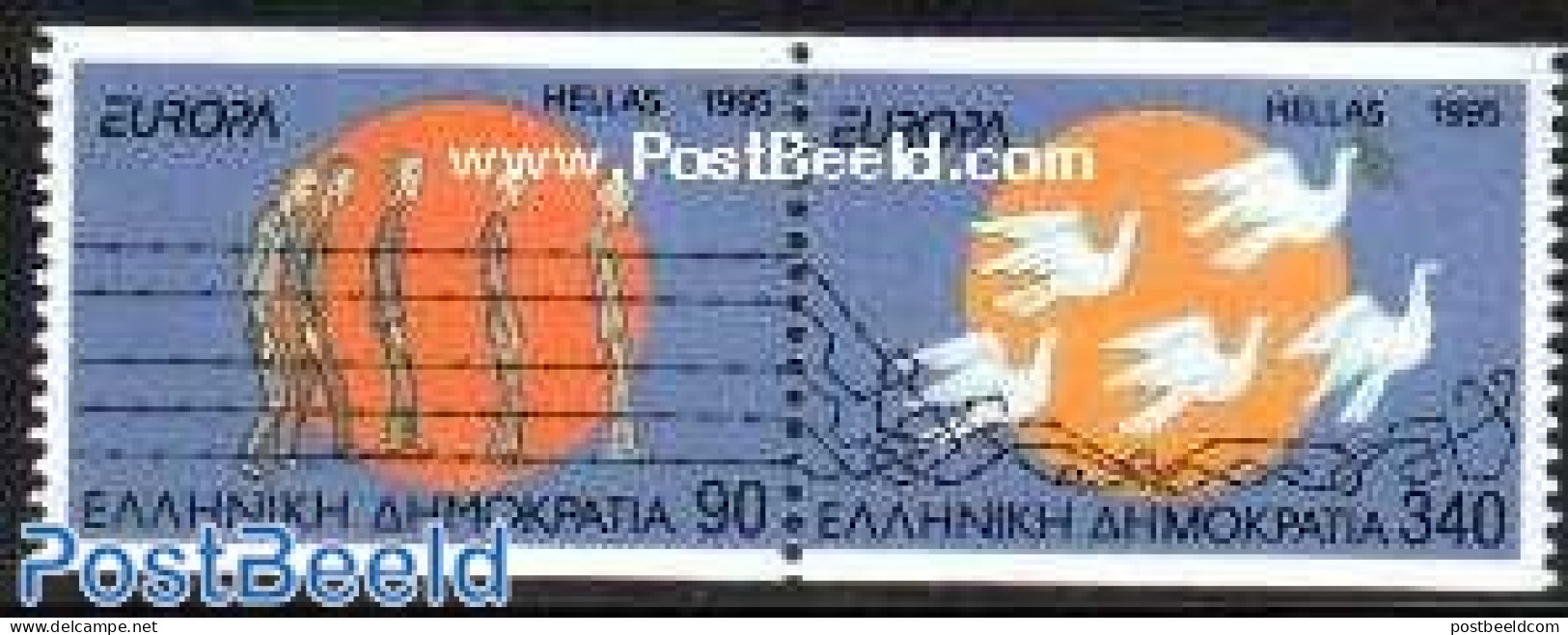 Greece 1995 Europa, Peace And Freedom 2v [:] From Booklet, Mint NH, History - Europa (cept) - Peace - Nuevos