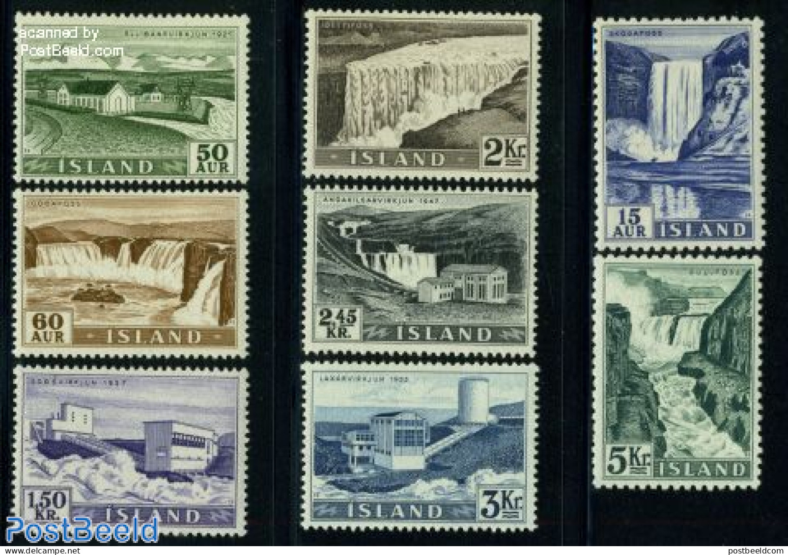Iceland 1956 Waterfalls & Electricity Dams 8v, Mint NH, Nature - Science - Water, Dams & Falls - Energy - Nuovi
