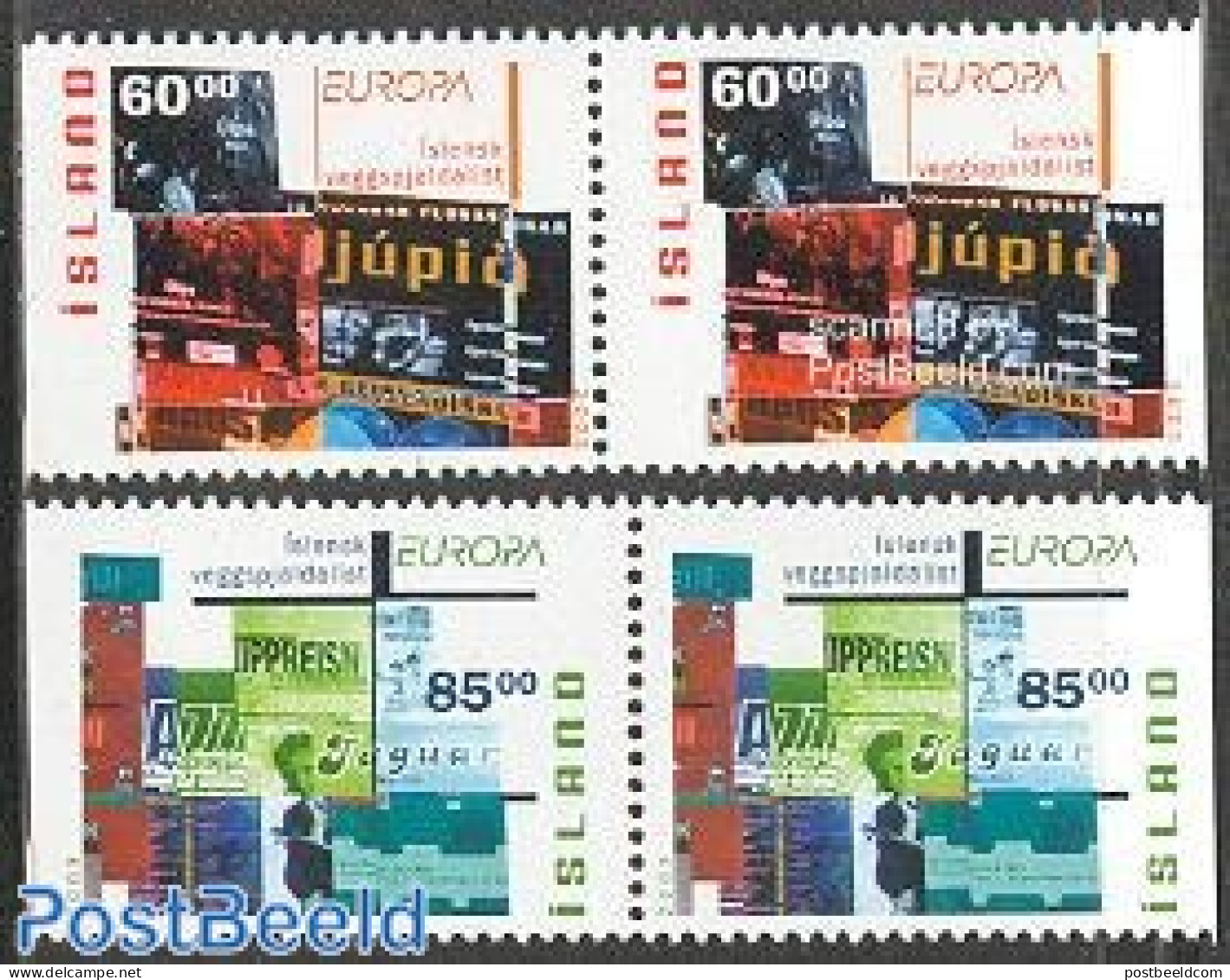 Iceland 2003 Europa, Poster Art 2x2v From Booklets, Mint NH, History - Europa (cept) - Art - Poster Art - Neufs