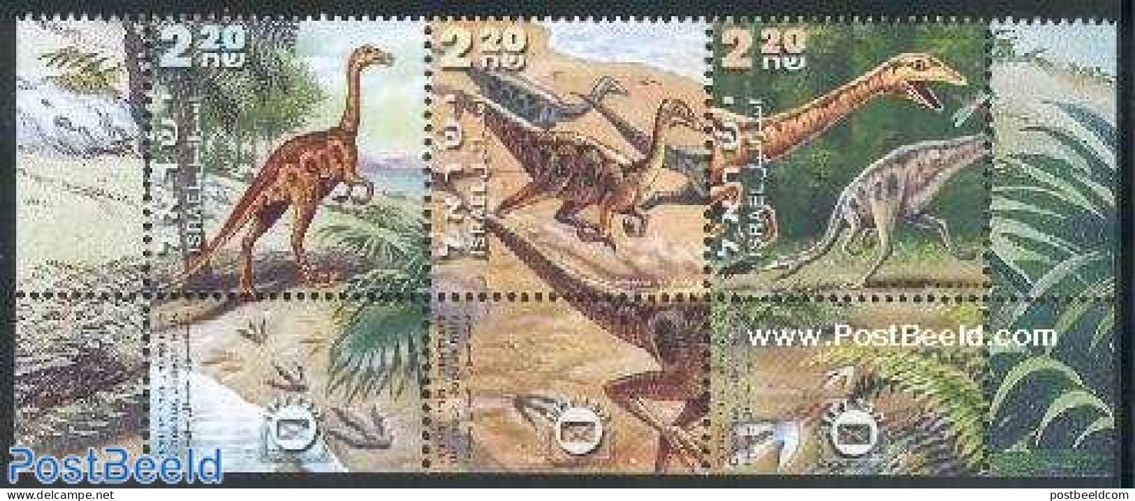 Israel 2000 Preh. Animals 3v [::], Mint NH, Nature - Prehistoric Animals - Neufs (avec Tabs)