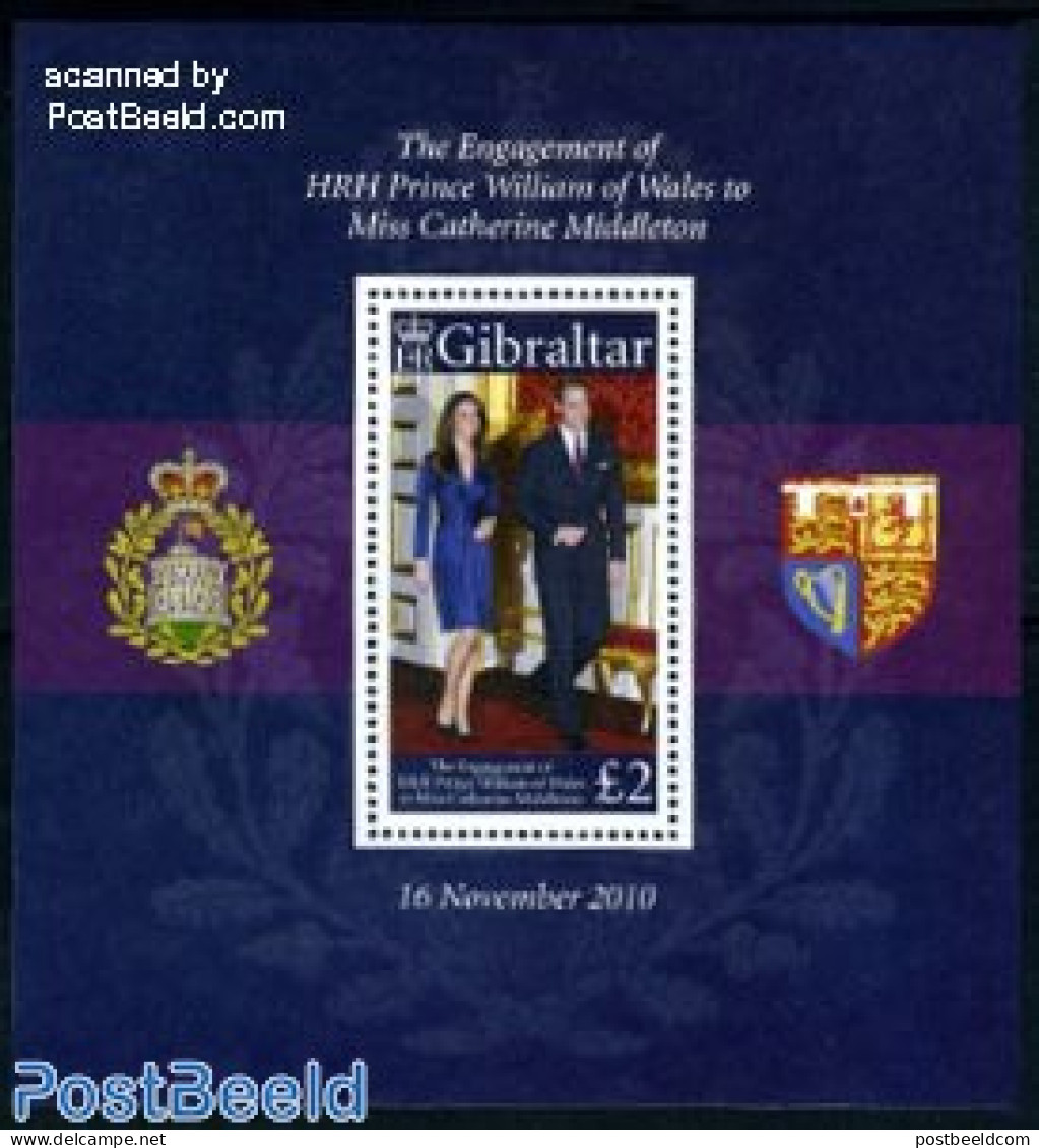 Gibraltar 2010 William & Kate Engagement S/s, Mint NH, History - Kings & Queens (Royalty) - Familles Royales
