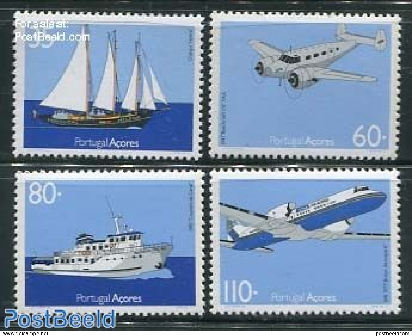 Azores 1991 Transports 4v, Mint NH, Transport - Aircraft & Aviation - Ships And Boats - Avions