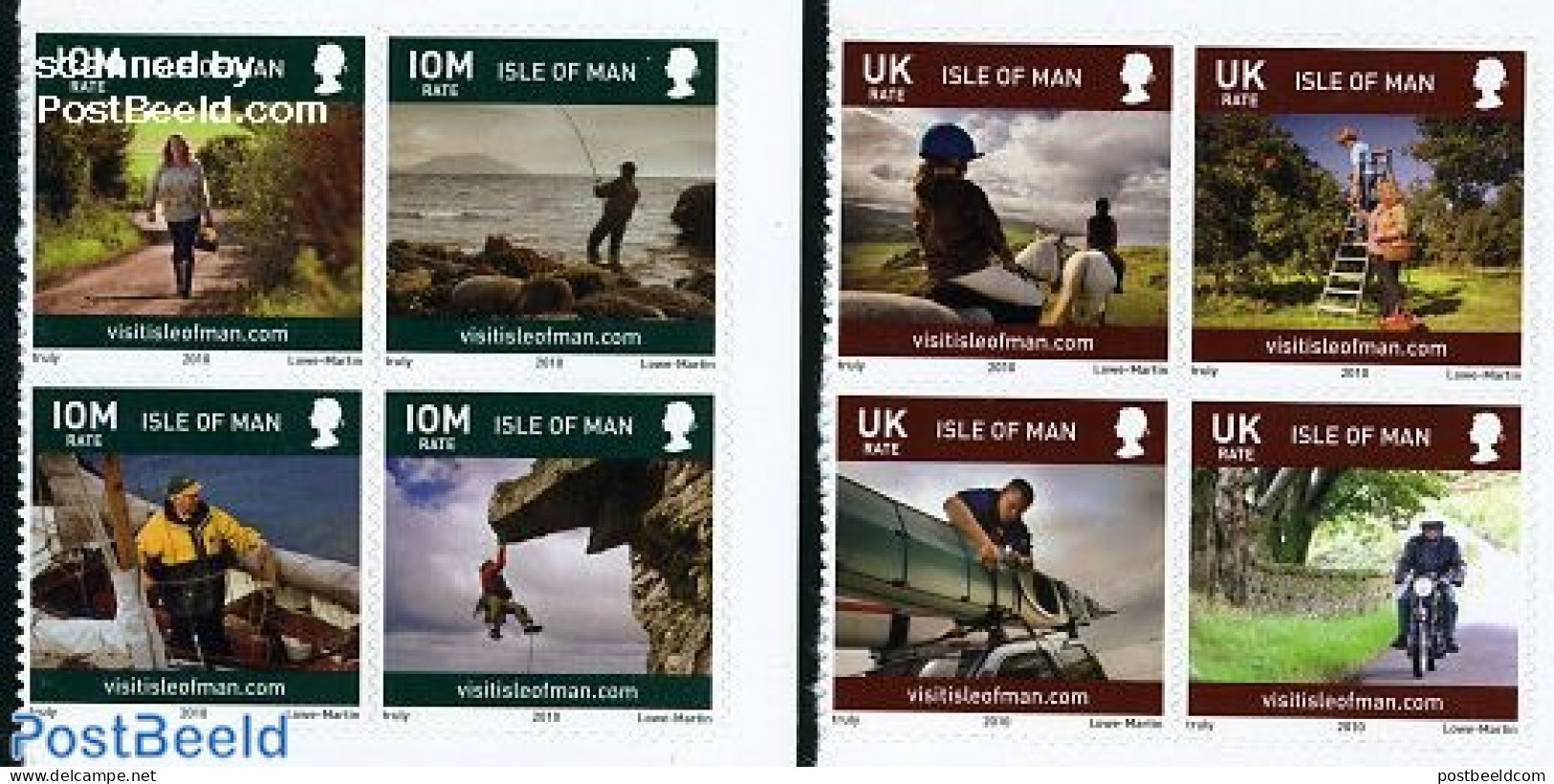 Isle Of Man 2010 Island Life 8v S-a, Mint NH, Nature - Sport - Transport - Fishing - Horses - Mountains & Mountain Cli.. - Fische