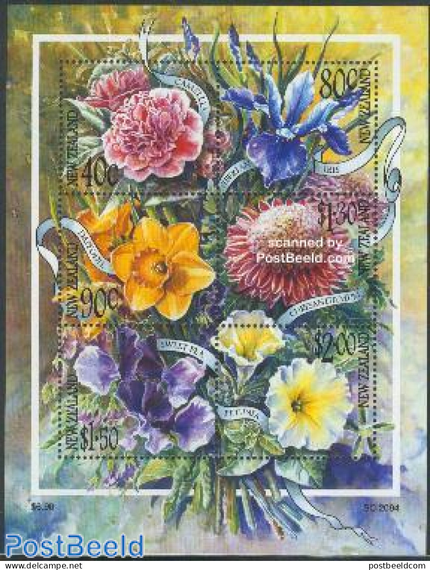 New Zealand 2001 Garden Flowers S/s, Mint NH, Nature - Flowers & Plants - Unused Stamps