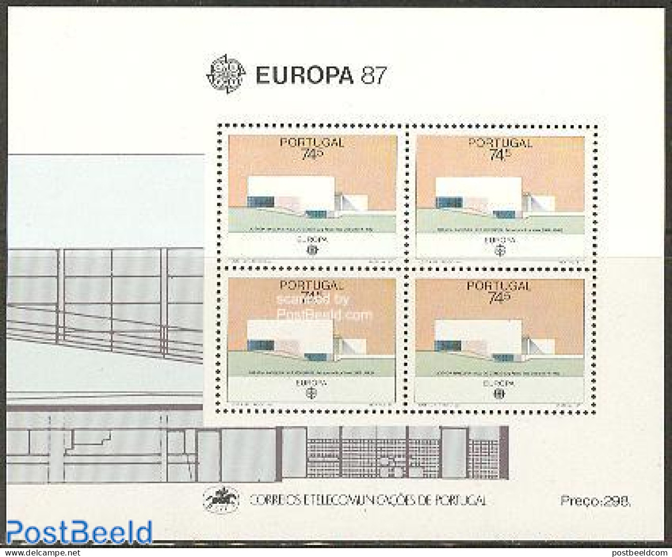 Portugal 1987 Europa, Modern Architecture S/s, Mint NH, History - Europa (cept) - Art - Modern Architecture - Ungebraucht