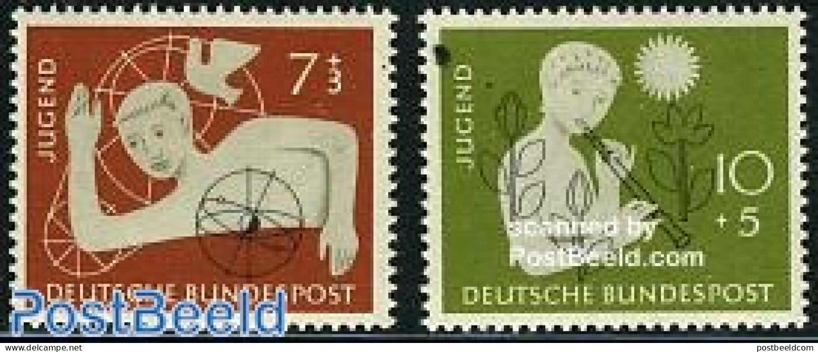 Germany, Federal Republic 1956 Youth 2v, Mint NH, Performance Art - Music - Unused Stamps