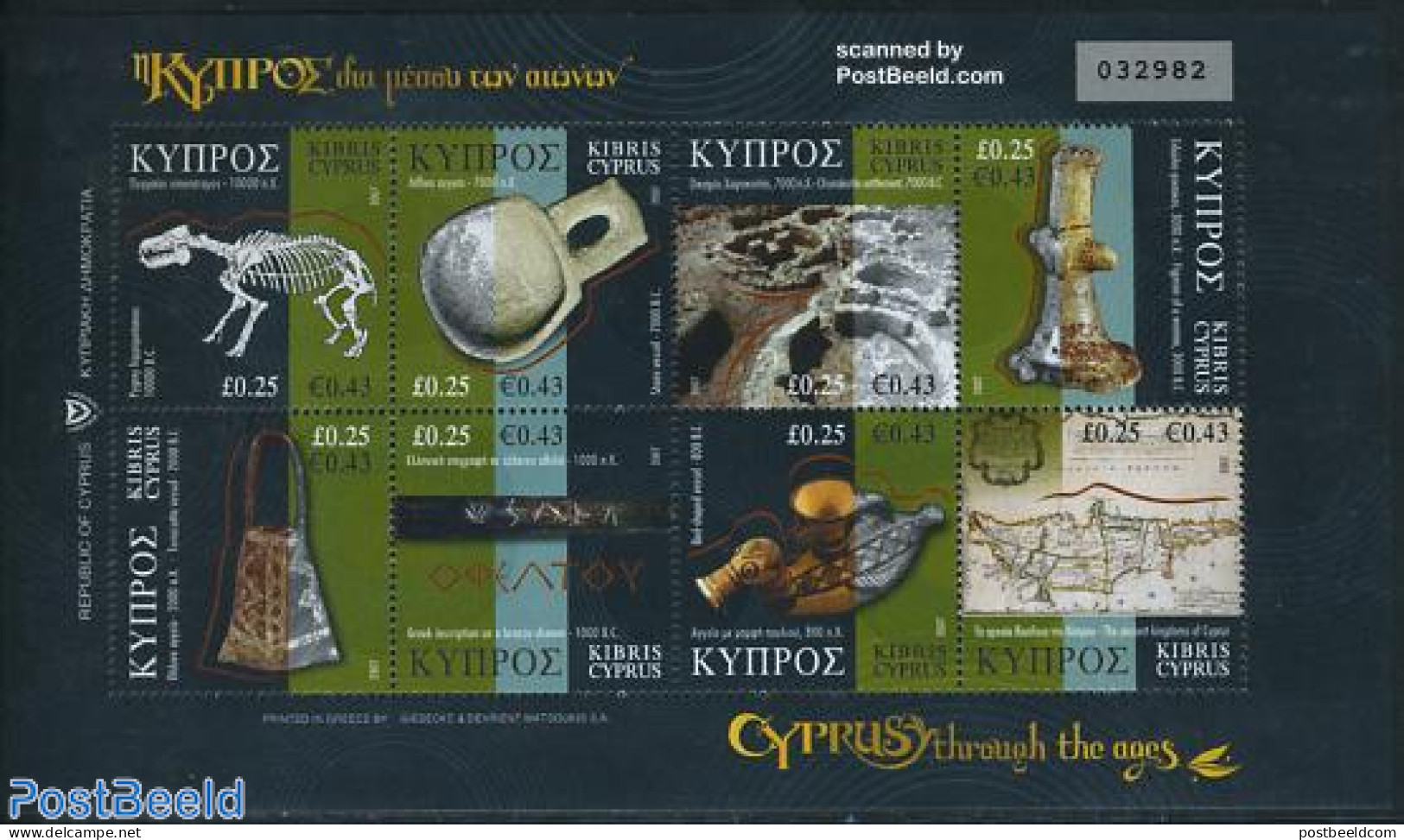 Cyprus 2007 Cyprus Through The Ages 8v M/s, Mint NH, History - Nature - Various - Archaeology - Hippopotamus - Prehist.. - Ongebruikt