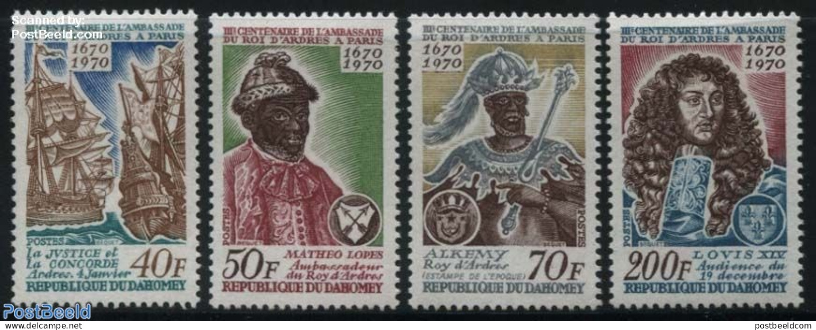 Dahomey 1970 Royal Delegation 4v, Mint NH, History - Transport - History - Kings & Queens (Royalty) - Ships And Boats - Royalties, Royals