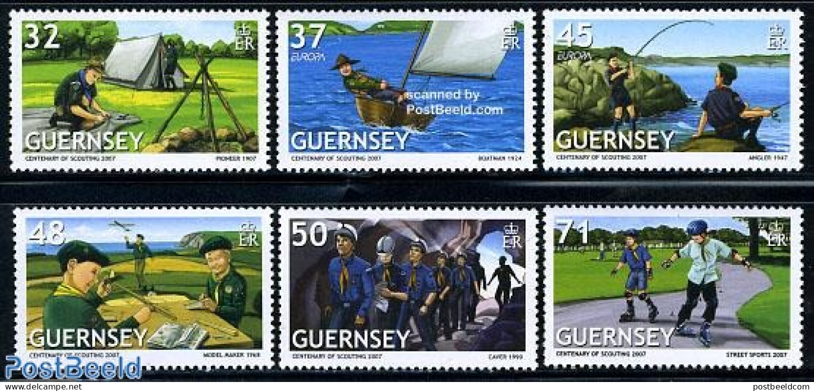 Guernsey 2007 100 Years Of Scouting 6v, Mint NH, History - Nature - Sport - Transport - Various - Europa (cept) - Fish.. - Fische