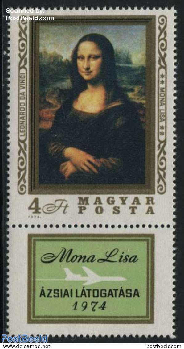Hungary 1974 Mona Lisa 1v+tab, Mint NH, Art - Leonardo Da Vinci - Paintings - Unused Stamps