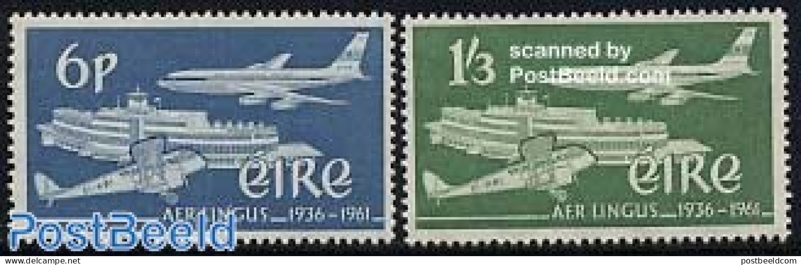 Ireland 1961 Aer Lingus 2v, Mint NH, Transport - Aircraft & Aviation - Unused Stamps