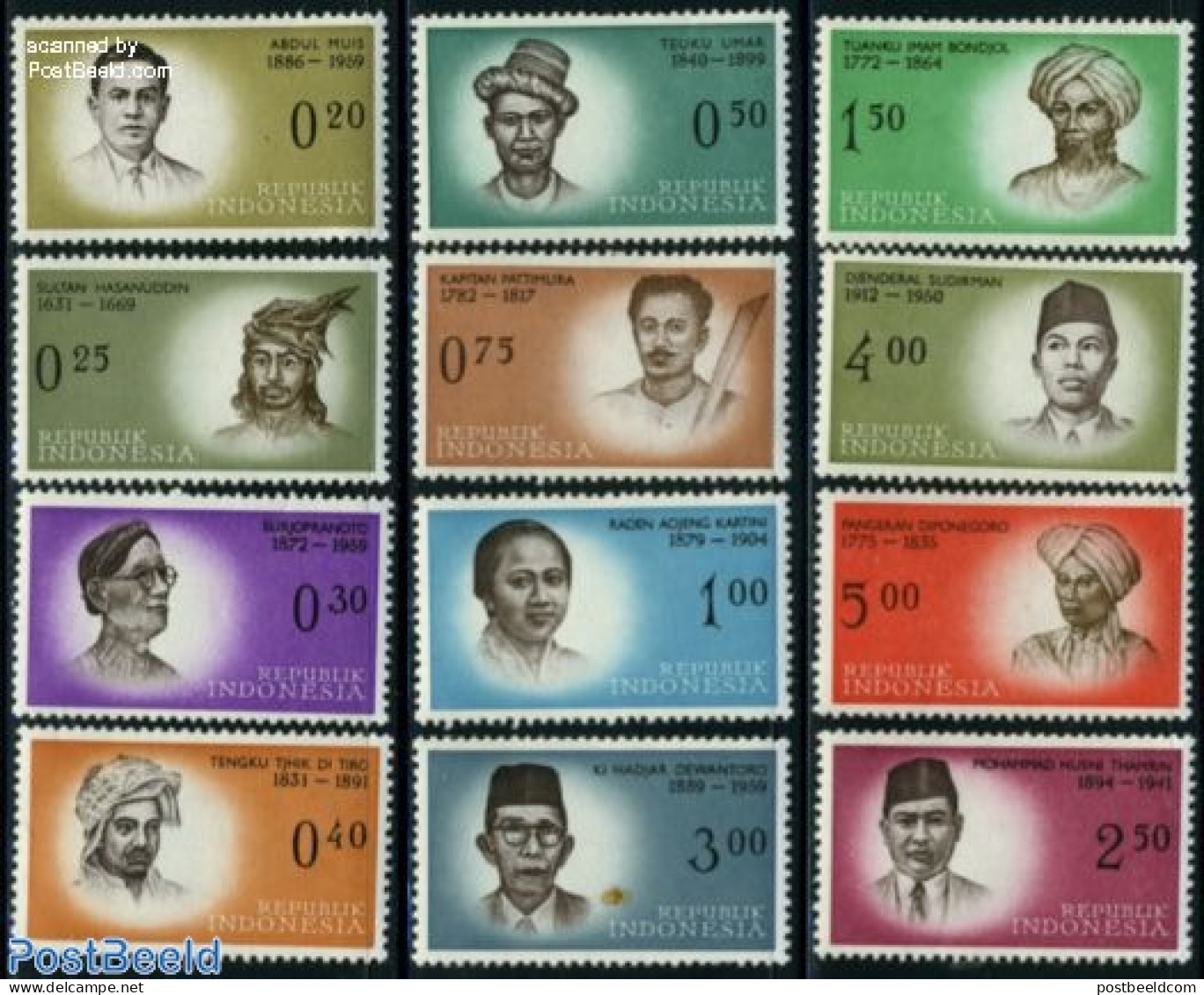 Indonesia 1961 Heroes Of Independence 12v, Mint NH - Indonésie