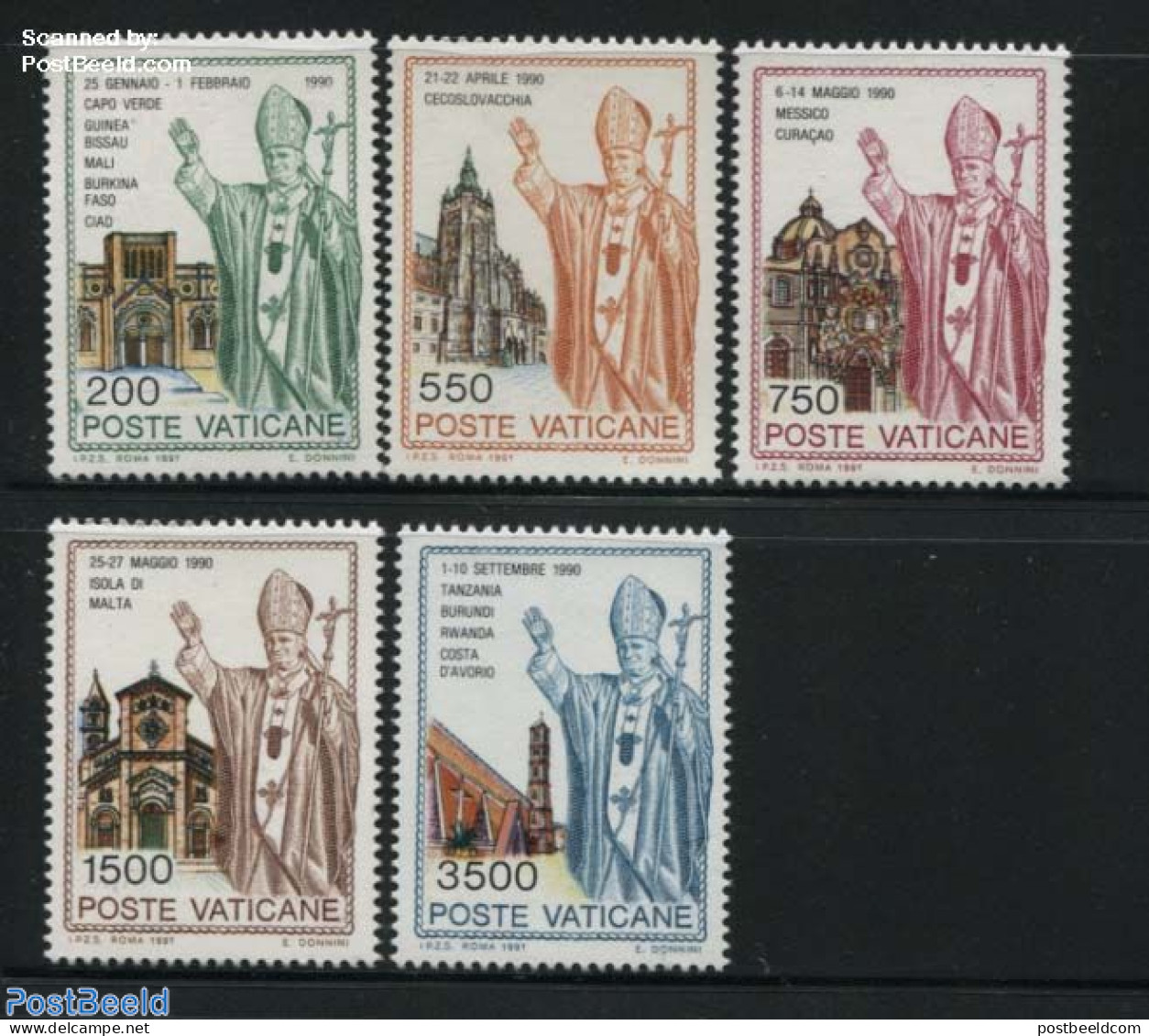 Vatican 1991 Pope World Travels 5v, Mint NH, Religion - Religion - Neufs
