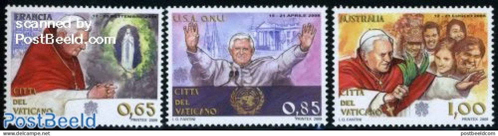 Vatican 2009 Popes Travels 3v, Mint NH, Religion - Pope - Religion - Ungebraucht