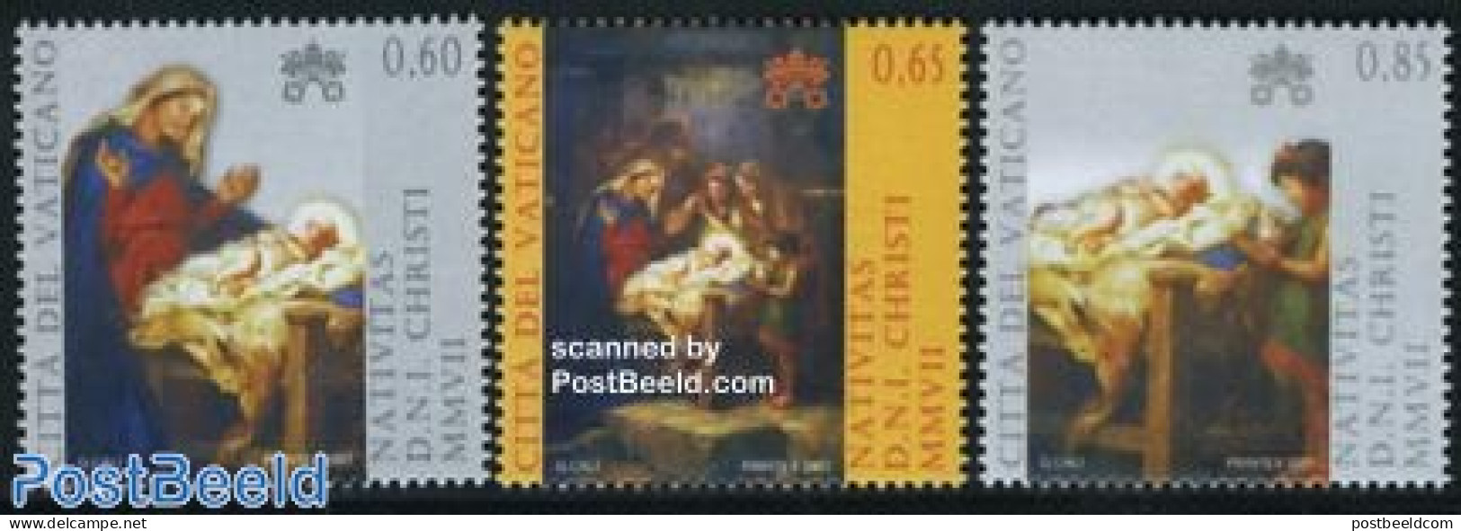 Vatican 2007 Christmas 3v, Joint Issue Malta, Mint NH, Religion - Various - Christmas - Joint Issues - Art - Paintings - Nuevos