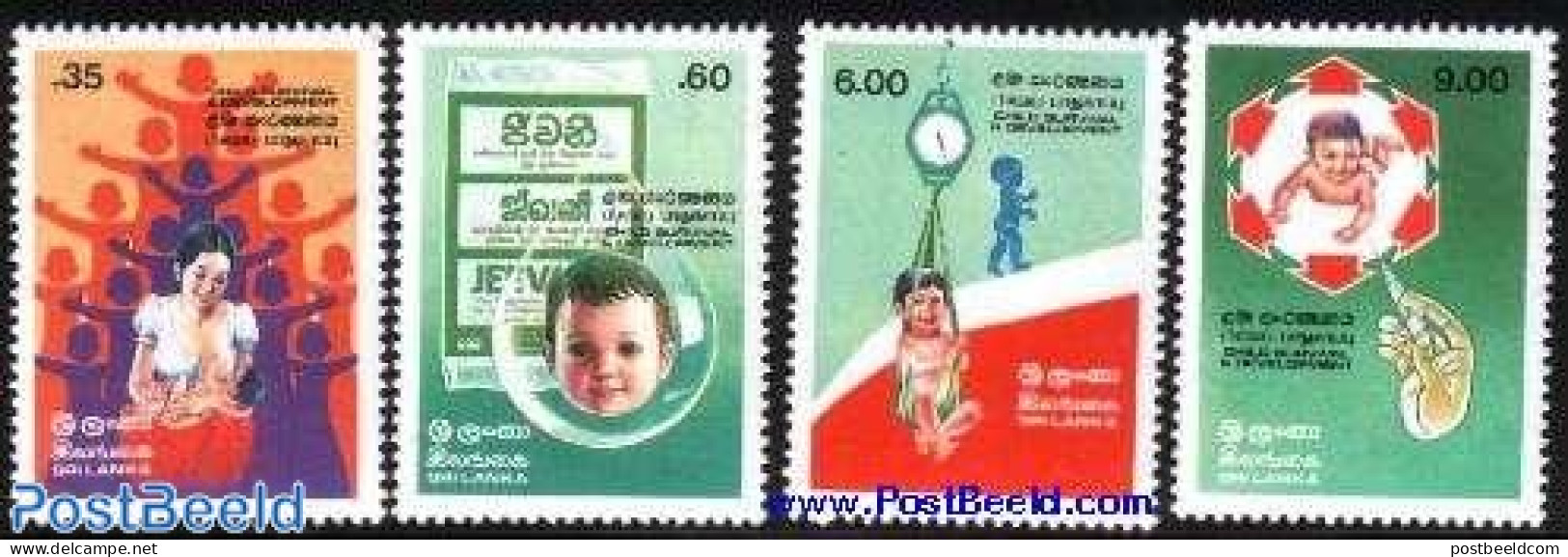 Sri Lanka (Ceylon) 1985 Children Health 4v, Mint NH, Health - Health - Sri Lanka (Ceylon) (1948-...)