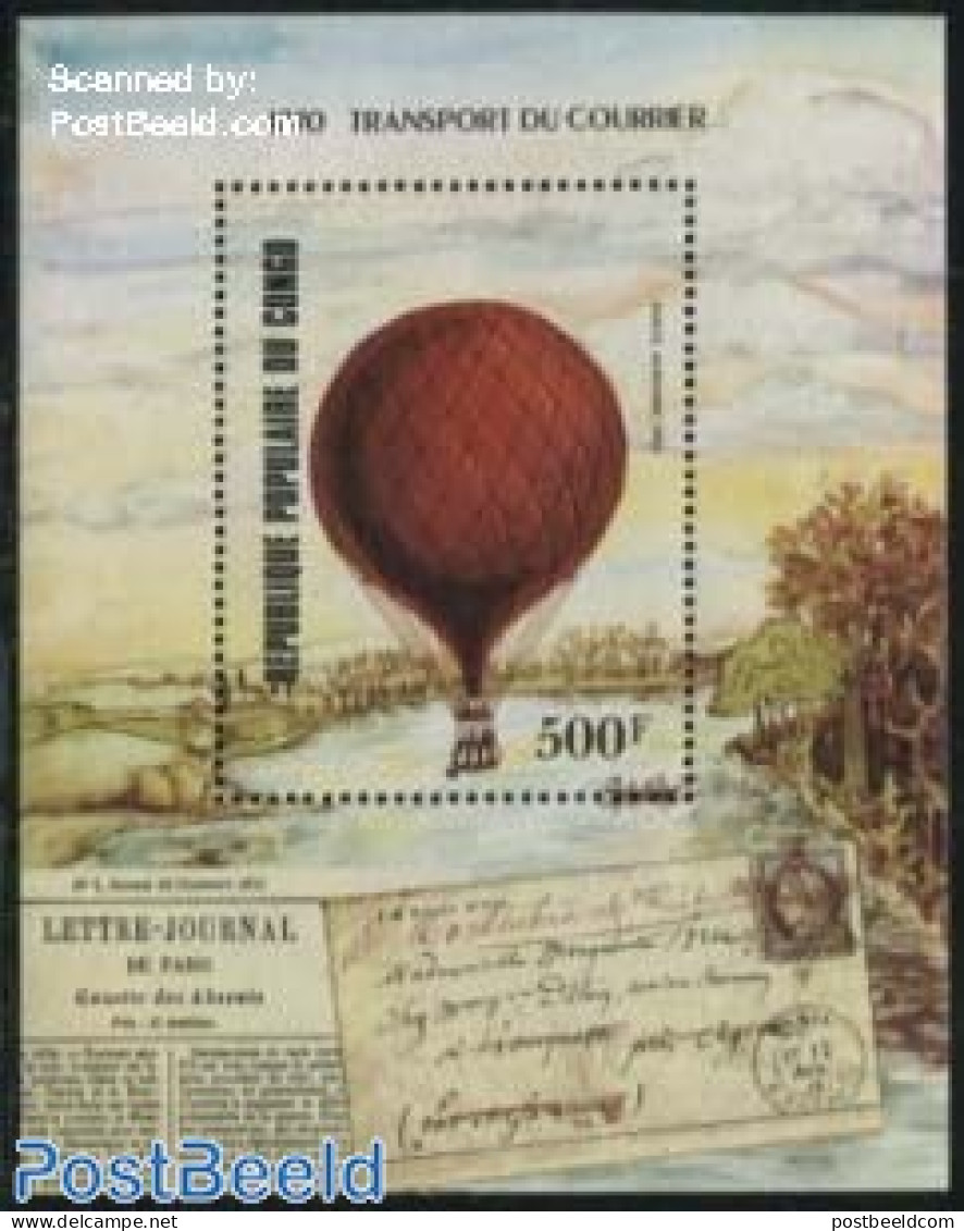 Congo Republic 1983 Aviation Bi-centenary S/s, Mint NH, Transport - Stamps On Stamps - Balloons - Briefmarken Auf Briefmarken
