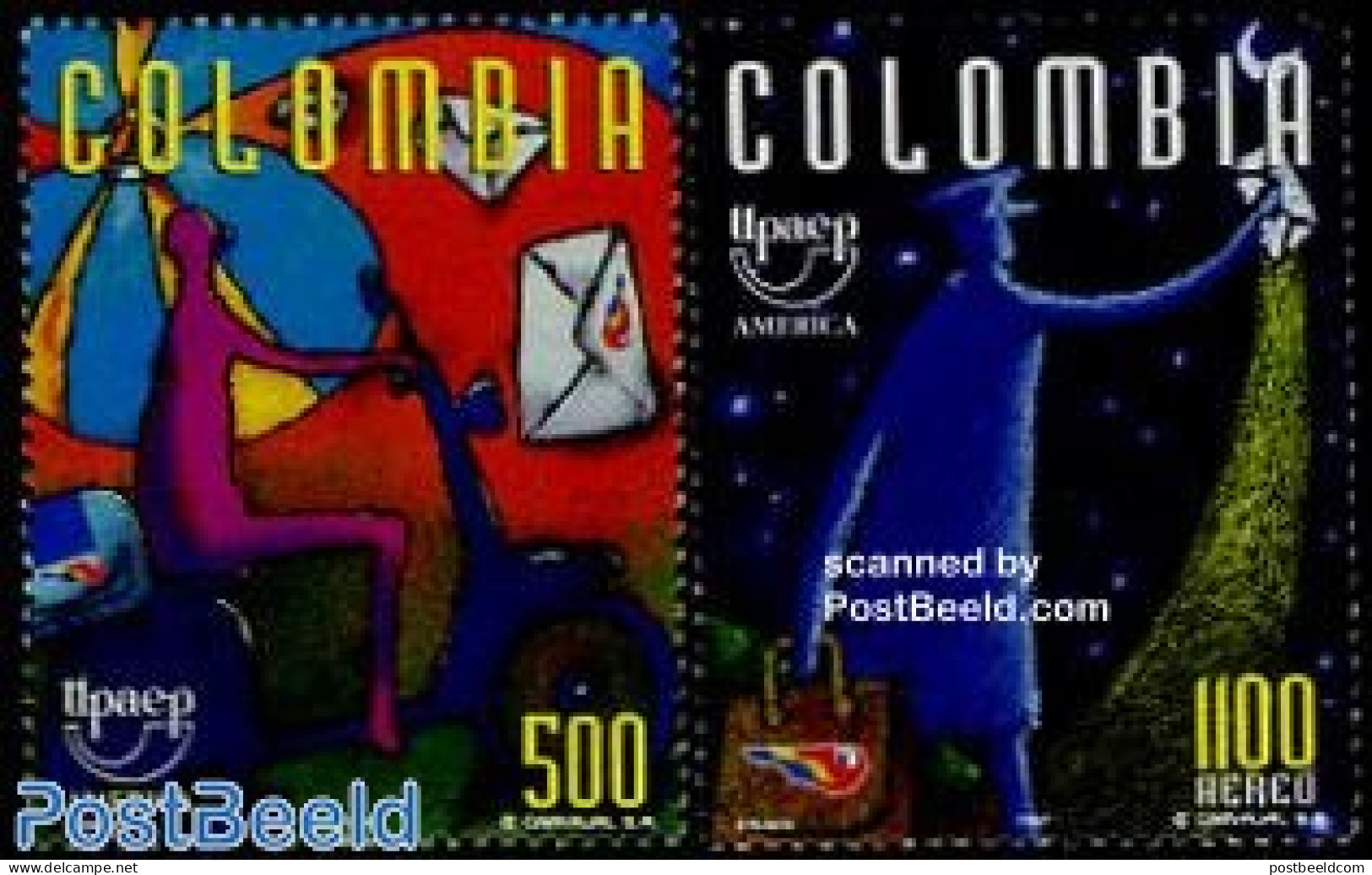 Colombia 1997 UPAEP, Mail 2v, Mint NH, Transport - Post - U.P.A.E. - Motorcycles - Posta