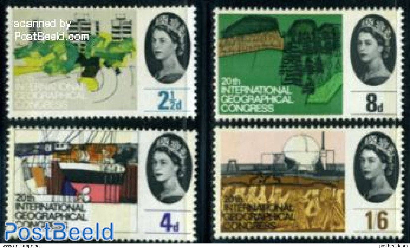 Great Britain 1964 Geographic Congress, Phosphor 4v, Unused (hinged), Nature - Science - Transport - Trees & Forests -.. - Unused Stamps