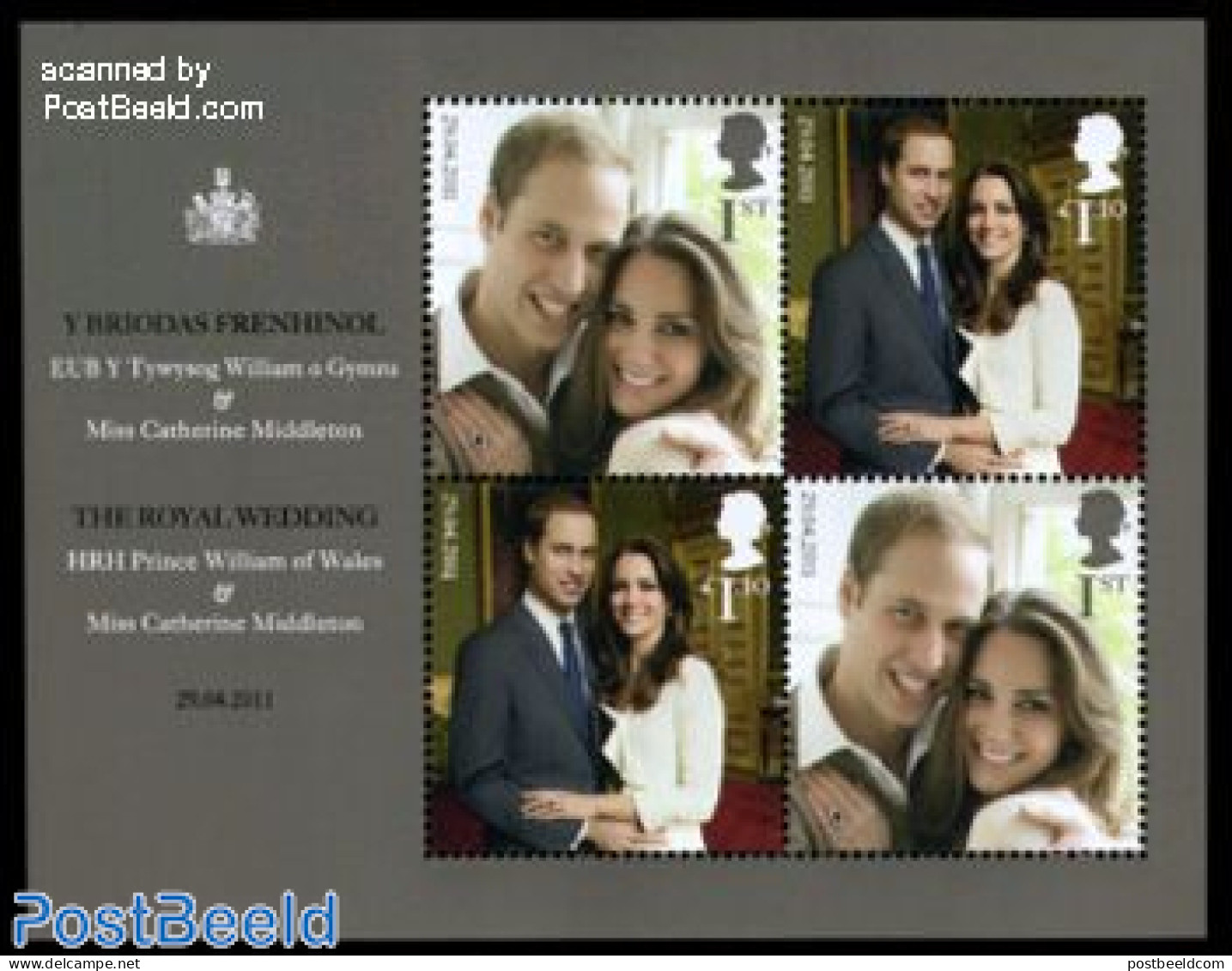 Great Britain 2011 Royal Wedding William & Kate S/s, Mint NH, History - Kings & Queens (Royalty) - Nuevos